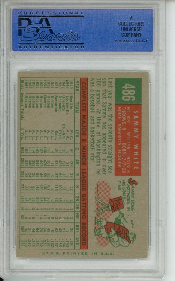 1959 Topps - Sammy White #486 PSA 8 - Image 2 of 2