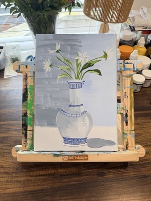 Weiße Blumen in Vase Acrylbild