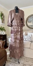 Womens Ignite Taupe Evening Gown Bolero Jacket Rhinestone /Sequin Accents 18