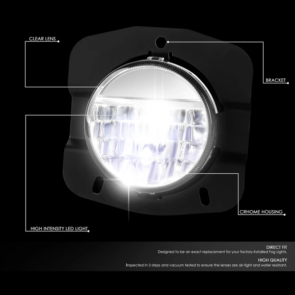 FOR 11-24 KENWORTH T680 FULL LED DRIVING FOG LIGHT LAMPS SET CHROME HOUSING - Image 2 of 4