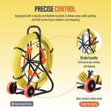 8mm 150m Fish Tape Fiberglass Wire Cable Running Rod Duct Rodder Puller