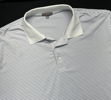 Peter Millar Summer Comfort White Blue Stripe Short Sleeve Golf Polo Men  s 2XL