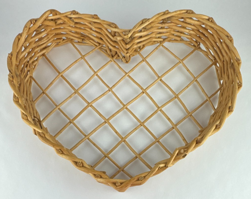 Handcrafted Natural Rattan Wicker Heart Shaped Basket Wall Decor Valentine's Day - Picture 1 of 11