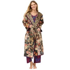 Johnny Was Bellina Leopard Aditi Robe Reversible Lounge Sleep Floral Brown NEW
