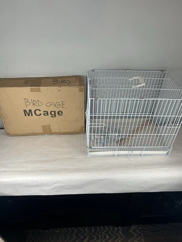 Mcage Bird Travel Vet Carrier Foldable Stand Perch Steel Cup Metal Cage New