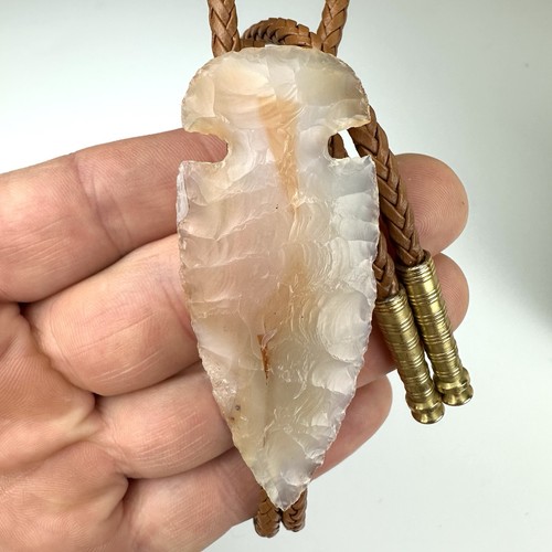 Impressive Vintage Western Southwestern Agate Arrowhead Bolo Tie