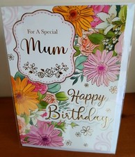 Special Mum Birthday Greeting Card Traditional Flowers 7”x5” FREE P&P