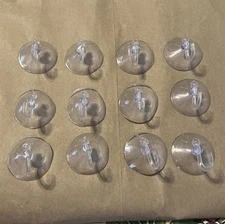 12 Pieces Small Suction Cups with Hooks 1.2 Inch Clear Plastic Sucker Hooks 