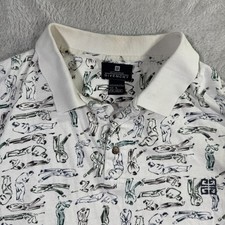 Vintage Givenchy Polo Shirt Mens Large White Activewear Golf All Over Print GUC