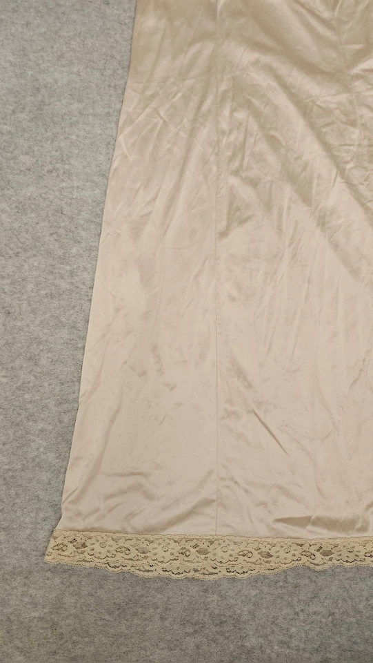 Lencería De Colección Años 80 Vasarette Mediana 34F Beige Correas de Encaje Satinado Bajo Vestido Foto 4 de 4