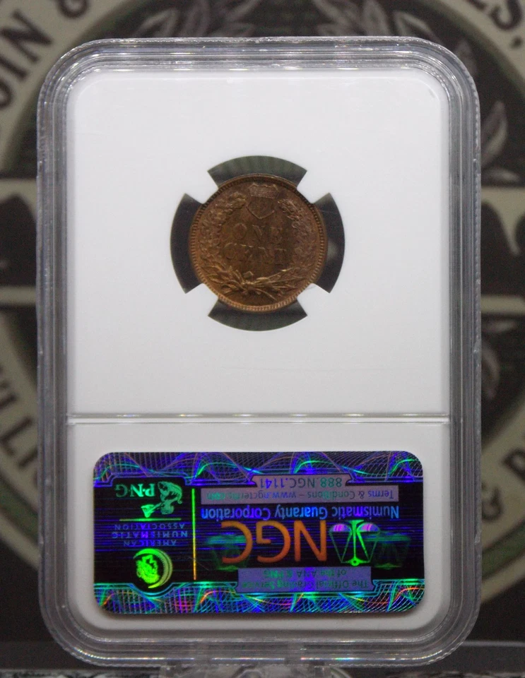 1907 Indian Head Cent Penny 1c NGC MS65 RB #009 Red Brown Gem BU Unc ECC&C, Inc. - Image 4 of 4
