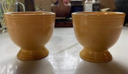 Vintage Yellow Fiesta Ware Egg Cup Homer Laughlin Made In USA Set of 2