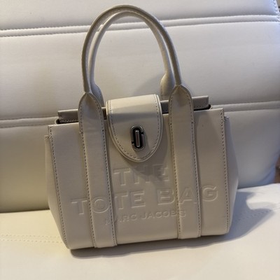 NEW Marc Jacobs The Turnlock Crossbody Top Handle Mini Tote Bag Cloud White
