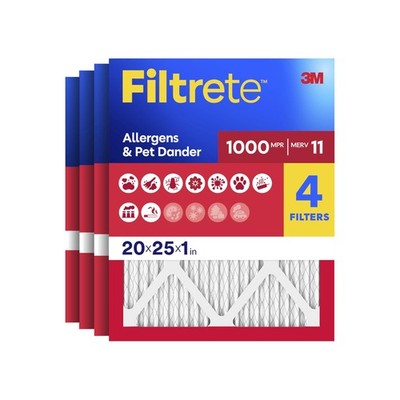 Filtrete 20x25x1 Air Filter, MERV 11, MPR 1000, Allergens & 20x25x1,