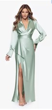 Xscape Satin Shirtdress/ Gown, Sz 6, Sage, new, actual color:# 1-5