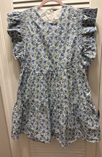 Hyacinth House by Tuckernuck Blue Floral Tiered Mini Dress sz Small Preppy Beach