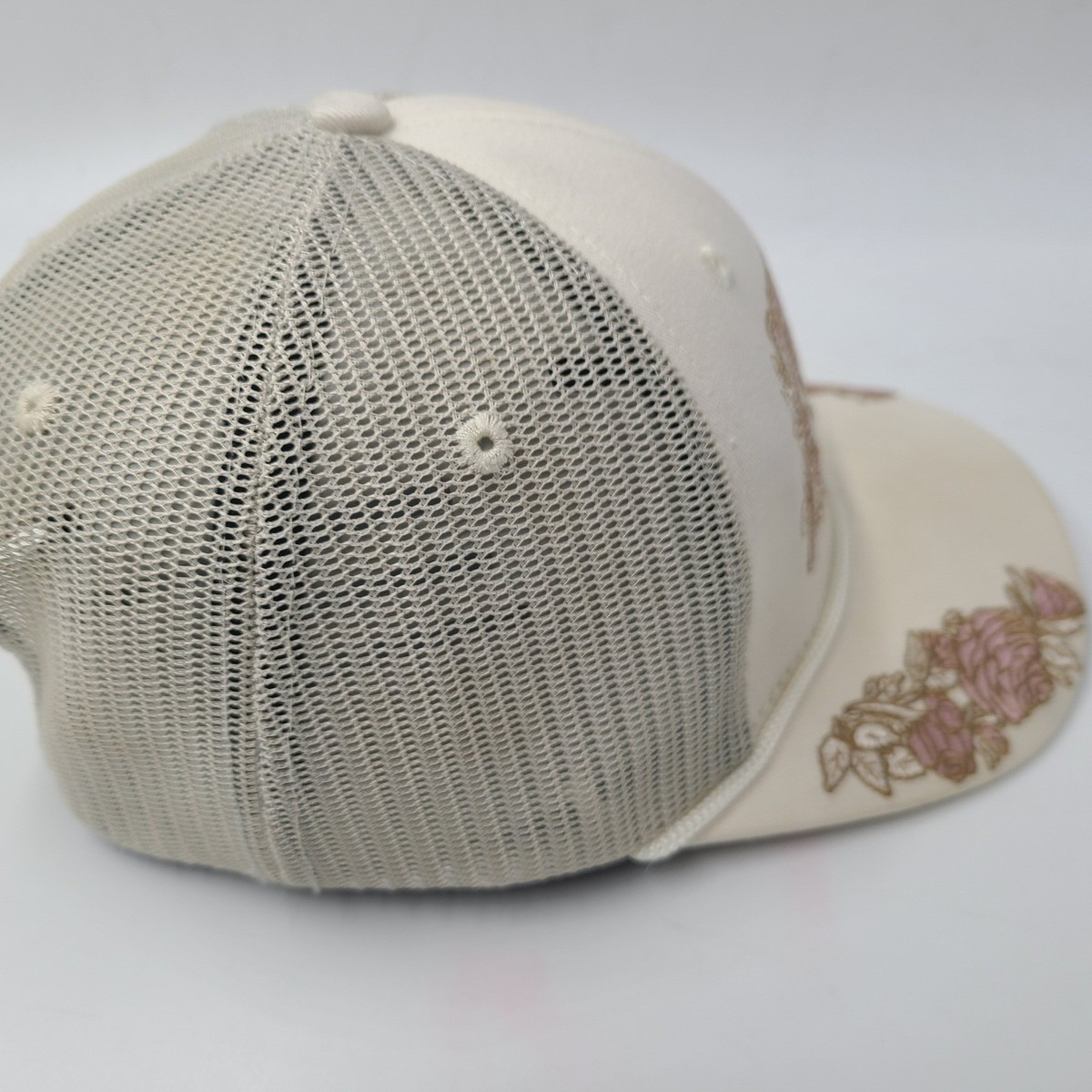 Yeezus Hat Snapback Trucker Mesh Cream Pink Rope Floral Kanye West