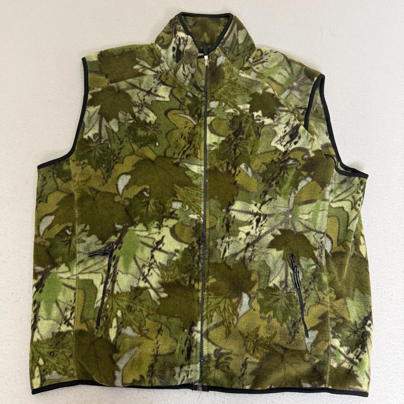 Destination Apparel Camo Fleece Vest XXL Full Zip Hunting Outdoor Polyester