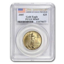 2005 1/2 oz Gold Eagle MS-69 PCGS (20th Anniversary) 5698.28 per troy oz