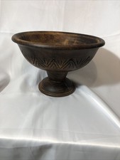 Vintage Wood Pedestal Fruit Bowl