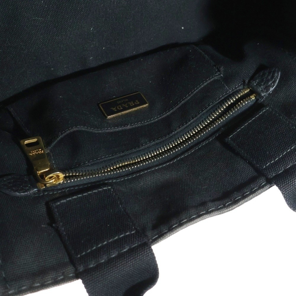 PRADA Canapa Mini Handbag Tote Bag Campus Black Gold Hardware from japan thumbnail 4