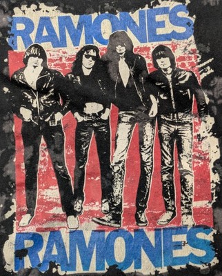 Ramones Bleach Spattered Black T-shirt Size Small Rock Music Band