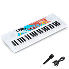 49 Keys Kids Electronic Keyboard Piano Portable Music Toy with Microphone White