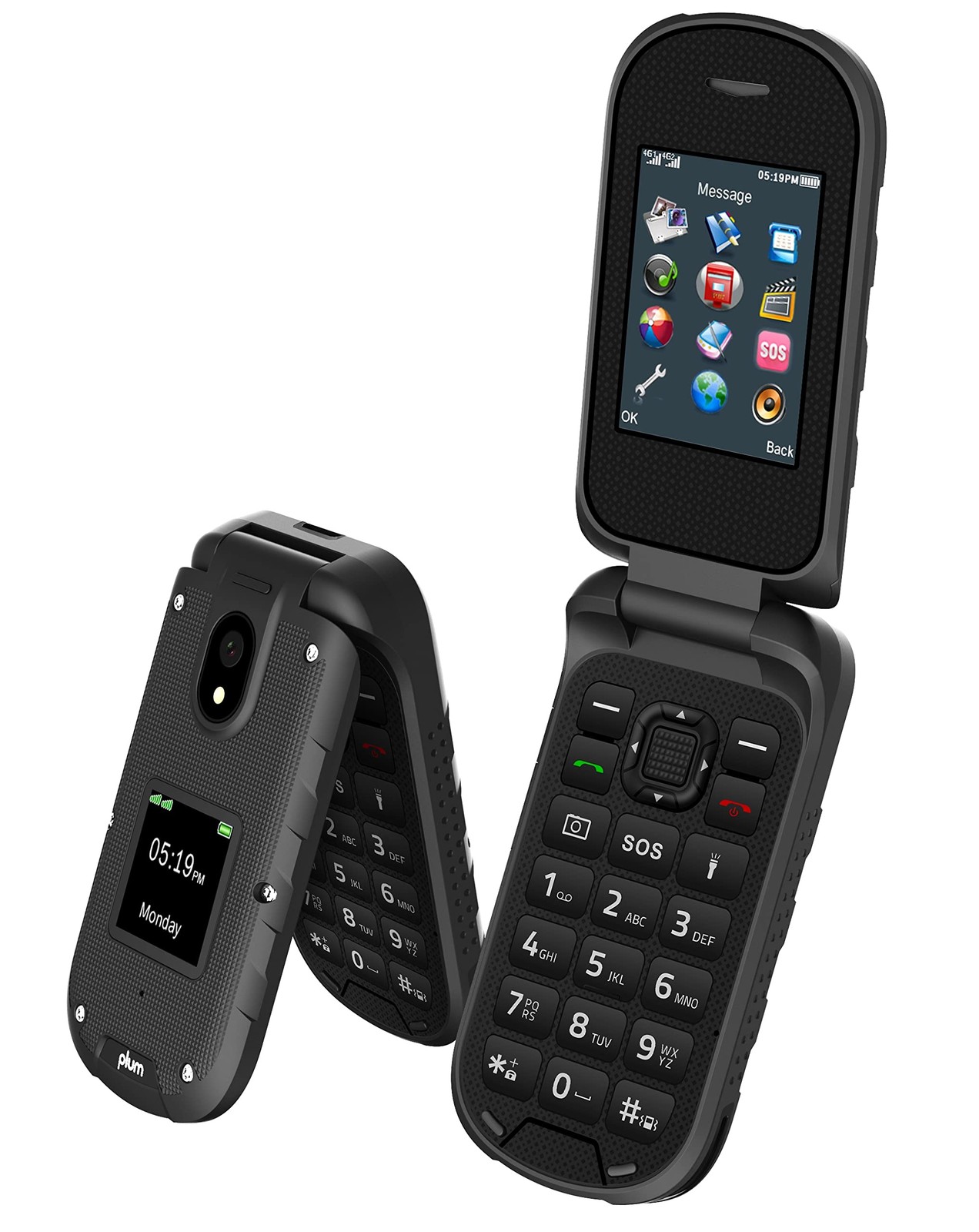 RAM Plus 4G Volte Unlocked Rugged Flip Phone 2022 Model ATT Tmobile - Black