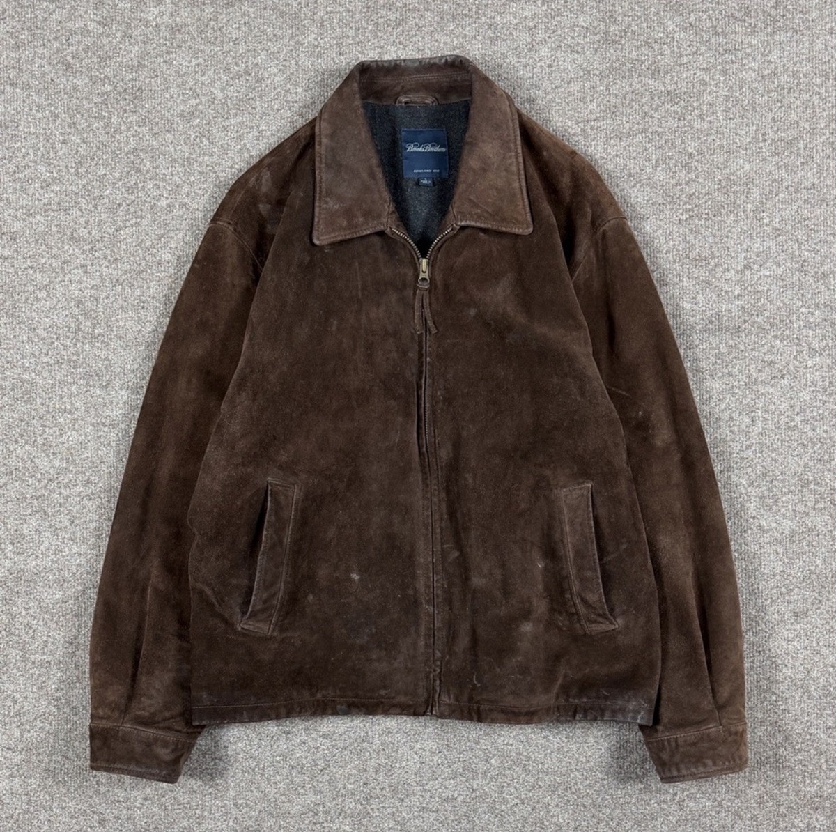 ジャケット・アウター Brooks Brothers suede leather jacket Brooks Brothers Brown Suede Leather Harrington Full Zip Jacket