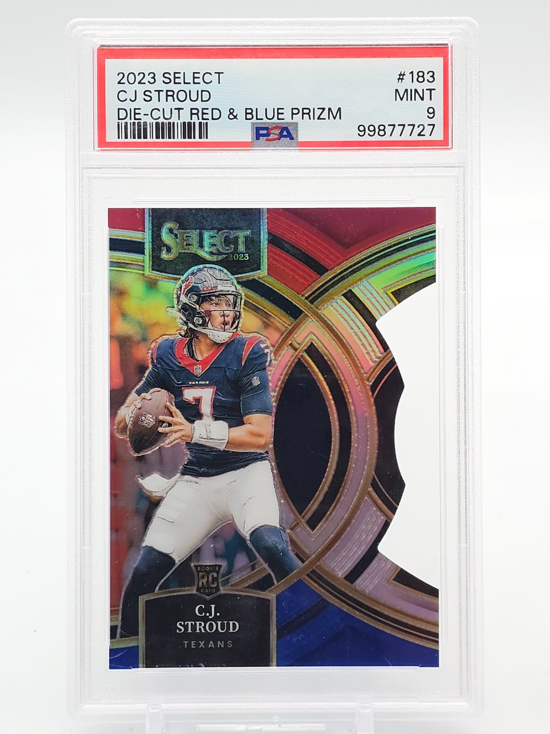 CJ STROUD 2023 SELECT PREMIER RED & BLUE DIE-CUT PRIZM ROOKIE RC PSA 9 Q7926