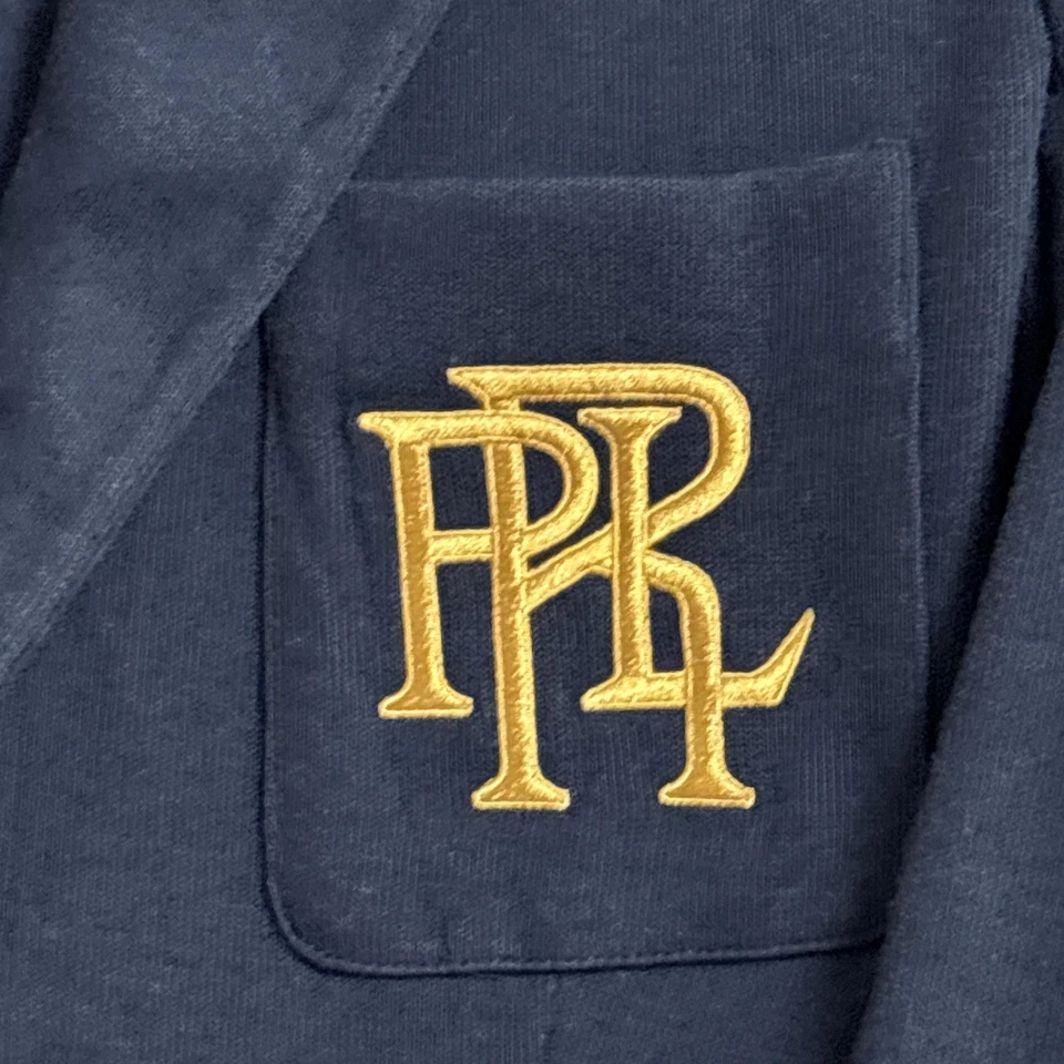 Blazer Polo Ralph Lauren 8 Azul Marino Tejido Dorado PRL Cresta Monograma Logo Chaqueta Preppy Foto 2 de 4