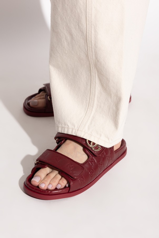 Gucci - Women - Monogram sandals - Burgundy thumbnail 2