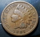 (Mar26) 1887 Indian Head Cent