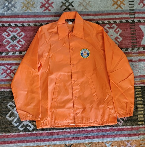 Vtg southern pacific railroad Wind Jacket MED Orange Patch Pla-jac 70s Usa Made