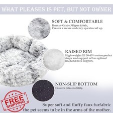 Washable Pet Bed Round Donut Cat Dog Calming Warming Mat 8 Sizes