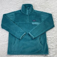 Patagonia Jacket Womens Large Epic Blue Re-Tool Snap-T Pullover Deep Pile Fleece