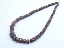 Natural Ruby Faceted Matte Barrel Gemstone Beads 17" Graduated Strand Loose DIY