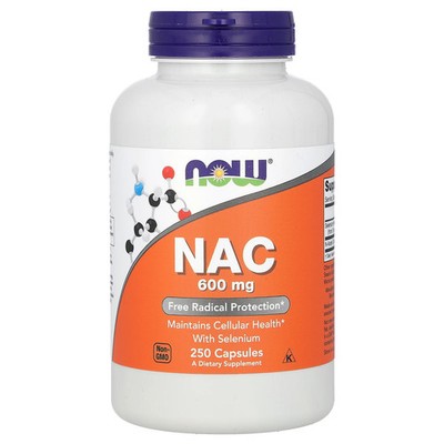 Now Foods NAC 600 mg 250 Veg Capsules GMP Quality Assured, Kosher