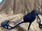 Badgley Mischka Shoes Size 7.5 Blue Peep-Toe Pumps Heels Satin Embellished — photo 5