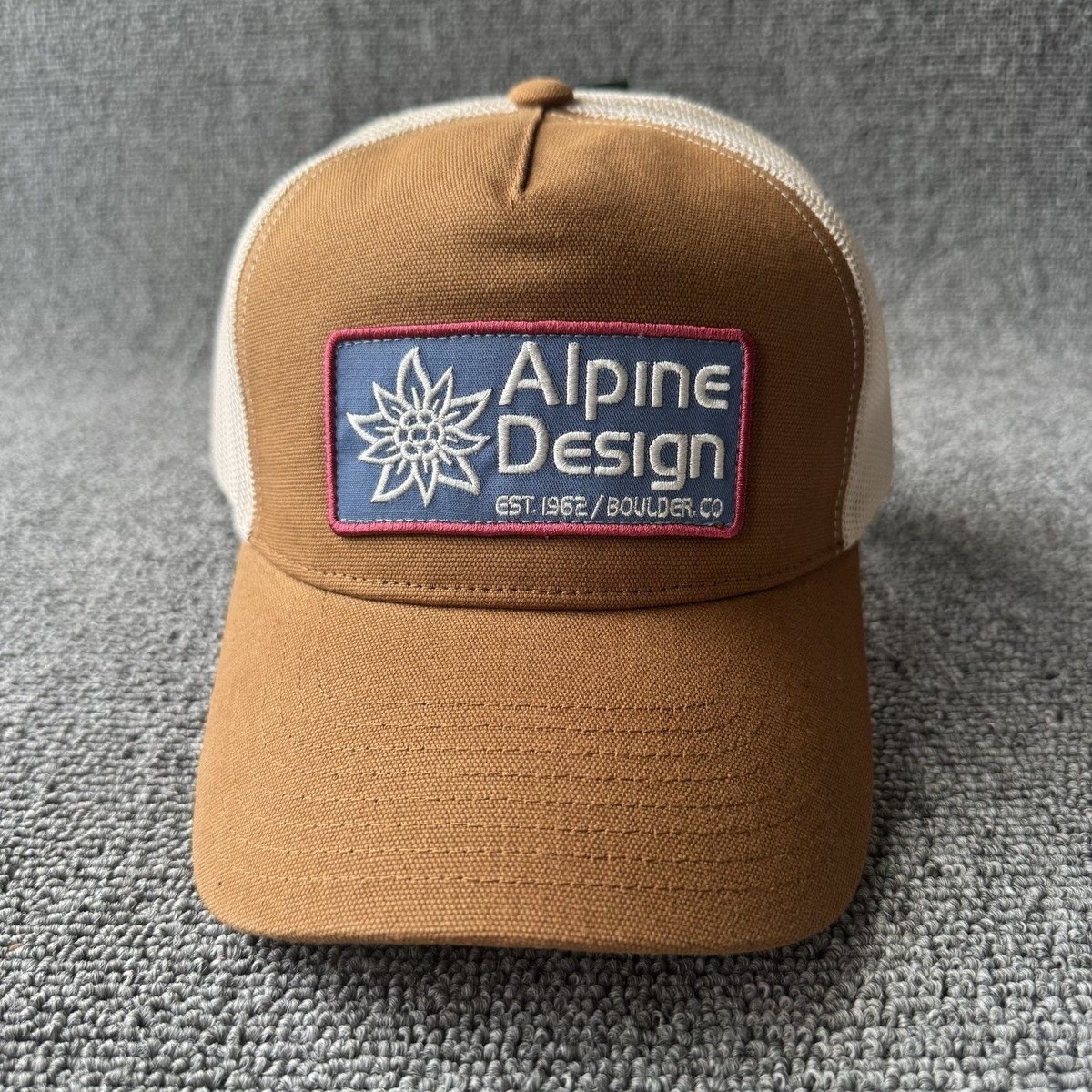 Alpine Design Outdoor Trucker Snapback Brown Mesh Hat Curved Brim