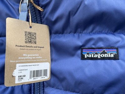 NWT Patagonia Kids Reversible Ready Freddy Vest Blue / Natural