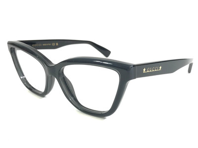 Gucci Eyeglasses Frames GG1589O 001 Shiny Black Gray Gold Stars 55-16-145