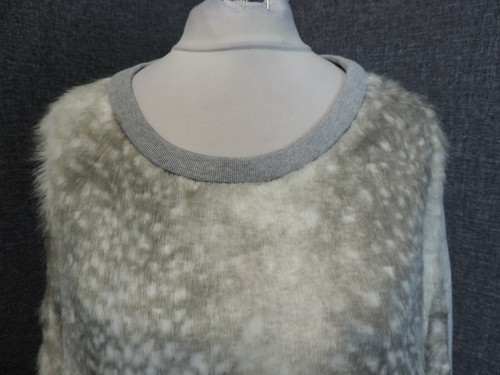 Marc Cain Faux Fur Front Sweatshirt Grey UK 12 (N3) LN039 CC 09 - Picture 2 of 6