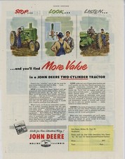 1952 John Deere 2 Cylinder Tractors Ad: Stop, Look, Listen! - A, B. & G Series
