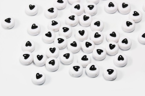 Cuentas de corazón 7mm 100 ud. Perla de corazón cuentas de letras perlas de plástico, P-54 - Imagen 2 de 5