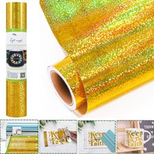 Holographic Sparkle Adhesive Craft Vinyl,1ftx5ft,Gold