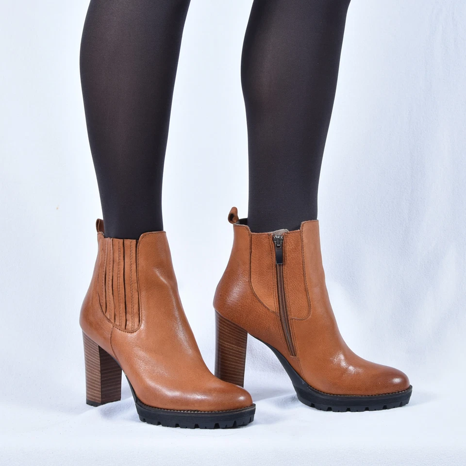 New Peperosa Damenschuhe Siefeletten Stiefel Boots Braun Leder 38 39  - Bild 2 von 4