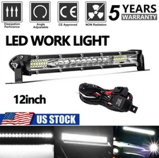 12inch LED Light Bar Spot Flood Combo Truck SUV Jeep Offroad Driving Wiring Kit