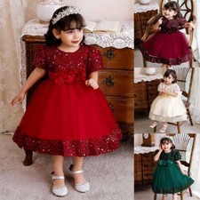 Toddler Flower Girl Birthday Wedding Bridesmaid Kids Sequin Formal Gown Dresses