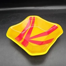 MCM Fused Art Glass Red Yellow Trinket Dish Tidbit Tray